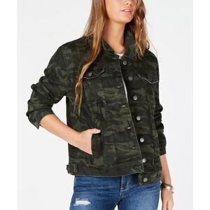 STS BLUE Women's Ella Camo Boyfriend Jacket Small Green Long Sleeve Denim